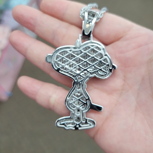 Brand New Snoopy Silver Stainless Steel Rhinestone Necklace - Picture 5 of 9